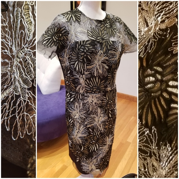 ELEGANT Black Dress Gold & Silver Embroidery - Picture 2 of 9